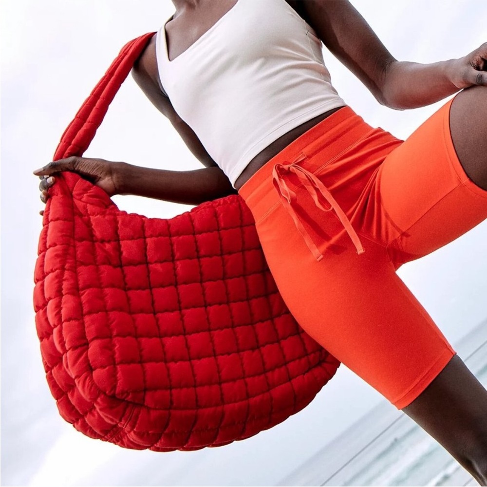 New Free People Movement Quilted Carryall Bag in Papaya